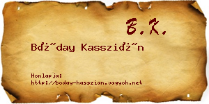 Bóday Kasszián névjegykártya